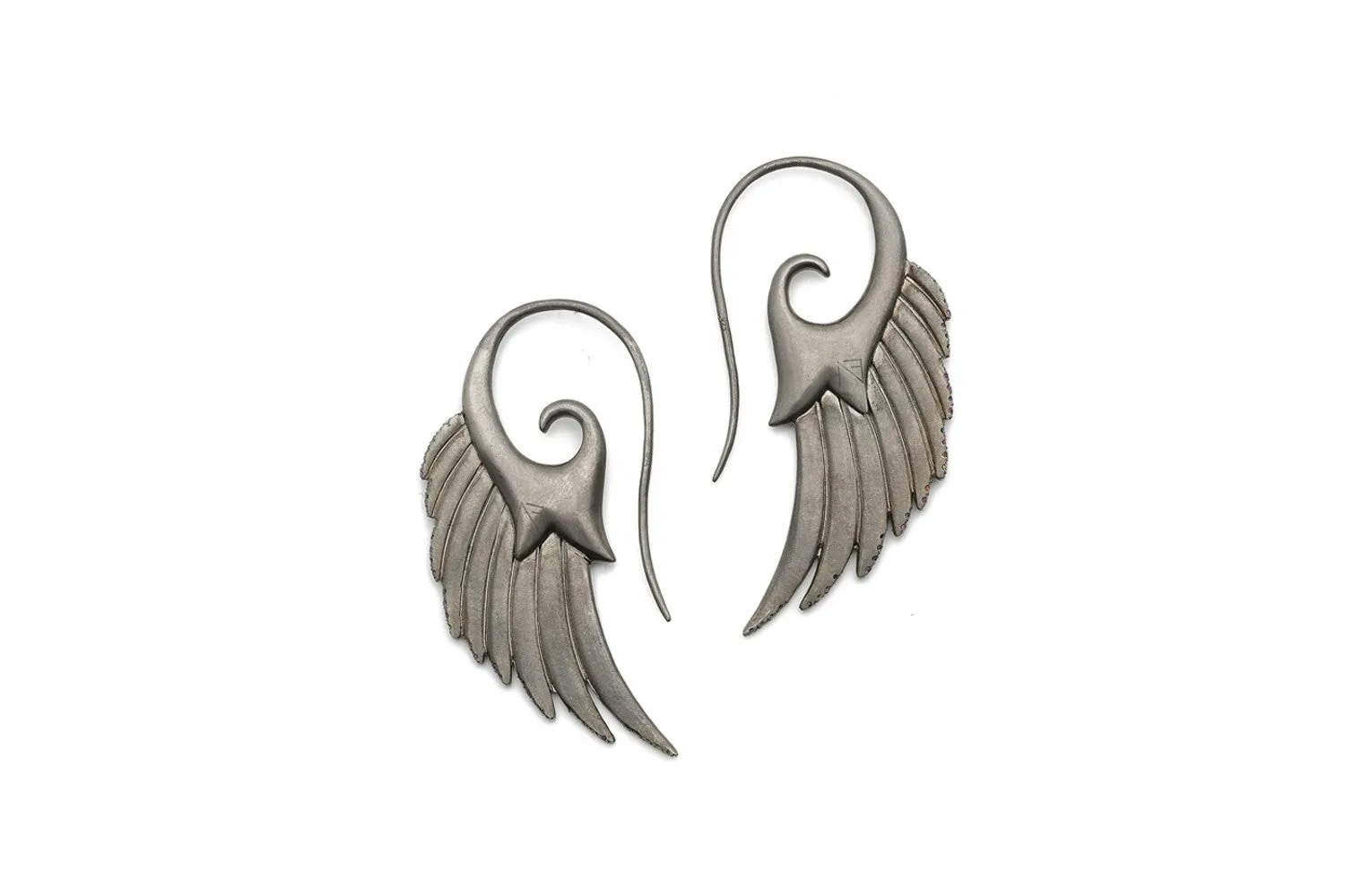 Black Rhodium Silver Wing Earrings