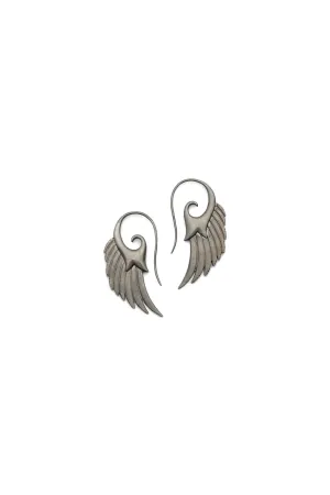 Black Rhodium Silver Wing Earrings