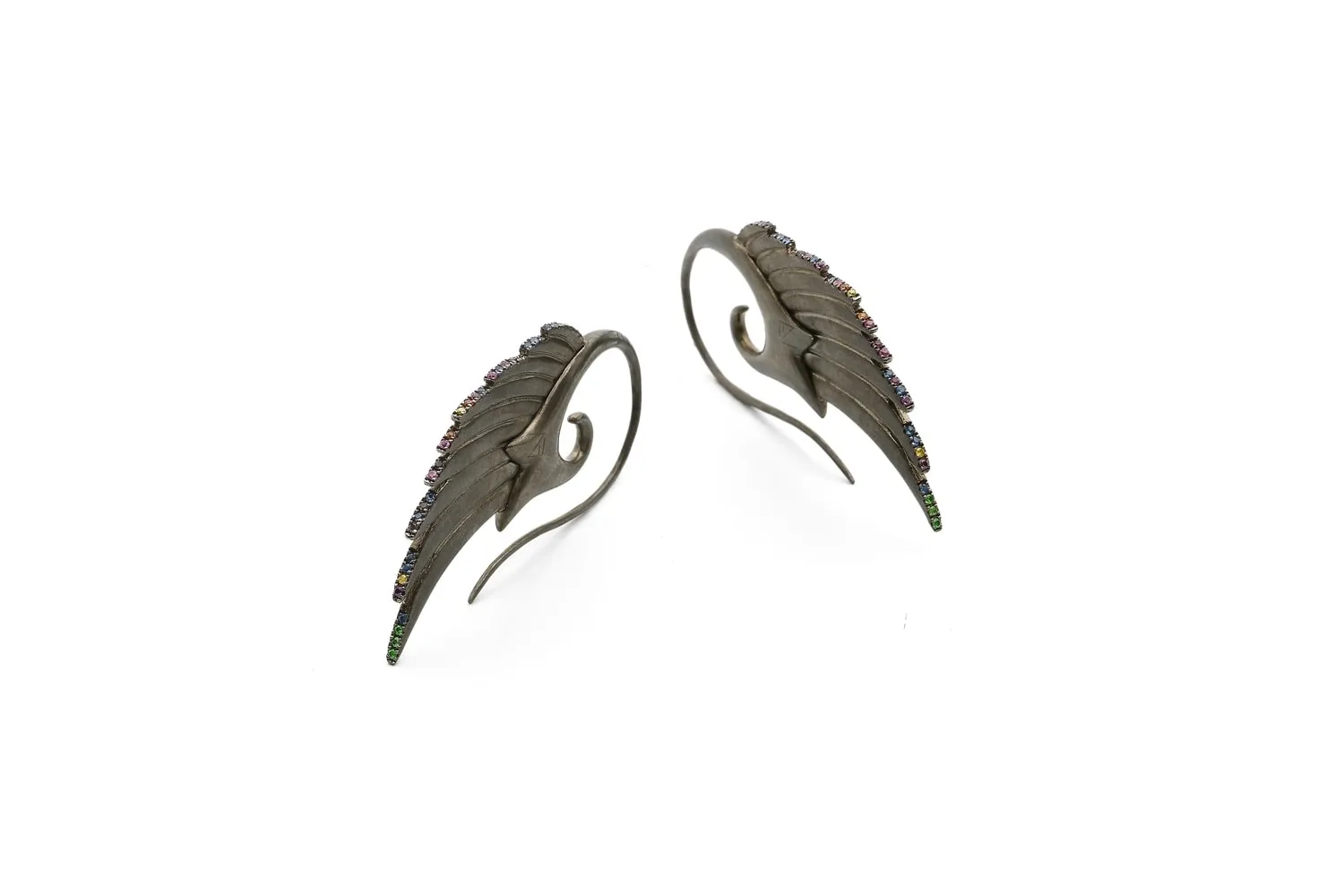 Black Rhodium Silver Wing Earrings