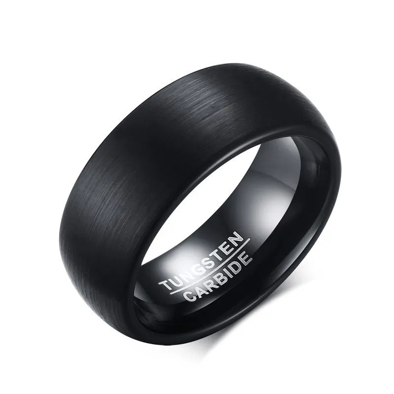 Black Tungsten Carbide Rings for Men 8mm Wedding Band Interface Matt Surface Classic Alliance Jewellery Anniversary Gift