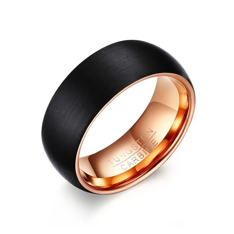 Black Tungsten Carbide Rings for Men 8mm Wedding Band Interface Matt Surface Classic Alliance Jewellery Anniversary Gift