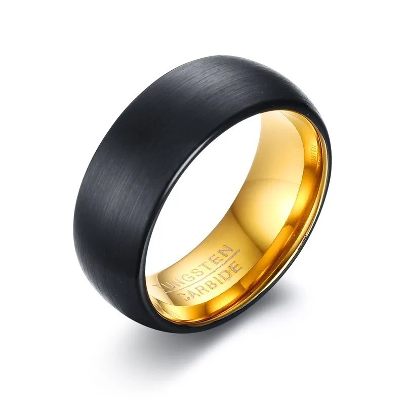 Black Tungsten Carbide Rings for Men 8mm Wedding Band Interface Matt Surface Classic Alliance Jewellery Anniversary Gift