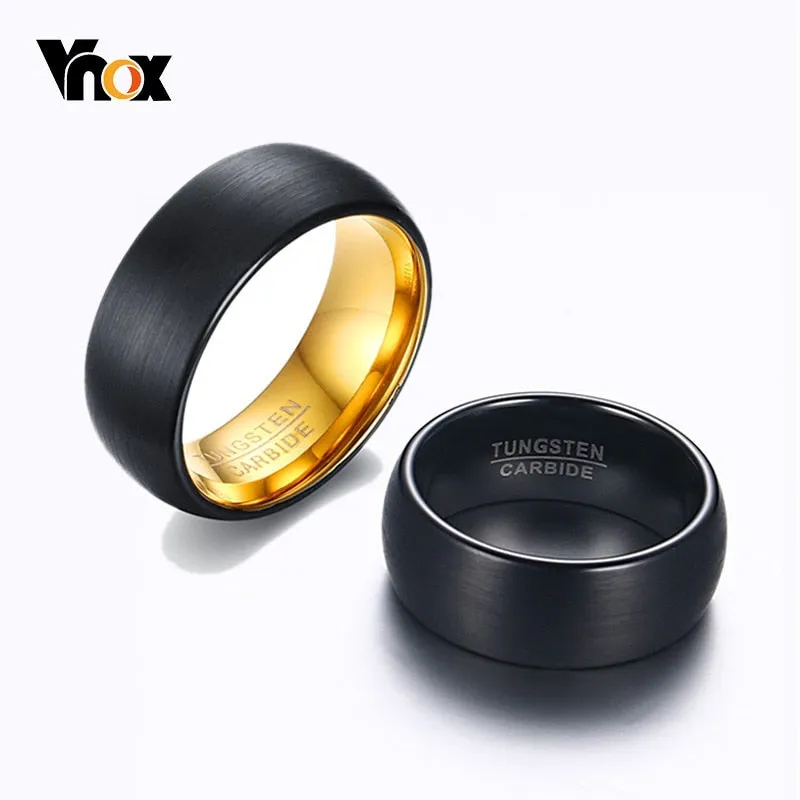 Black Tungsten Carbide Rings for Men 8mm Wedding Band Interface Matt Surface Classic Alliance Jewellery Anniversary Gift