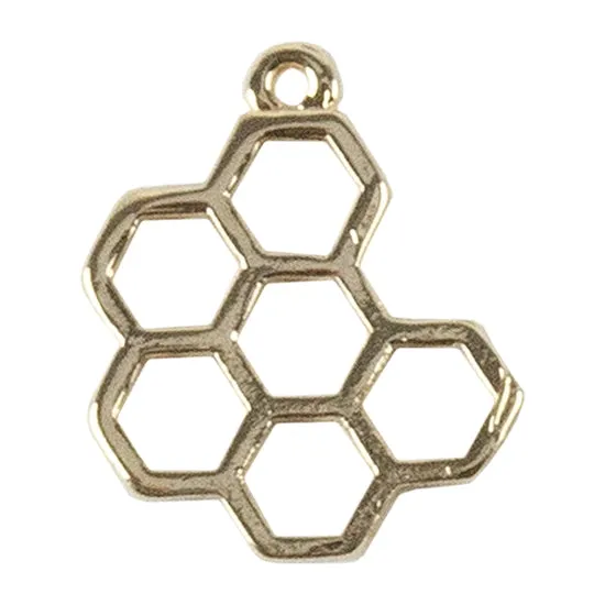 Brass Pendants - Honeycomb 18k Gold Plated - Pkg/4