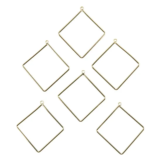 Brass Pendants - Rhombus - 18k Gold Plated - Pkg/6