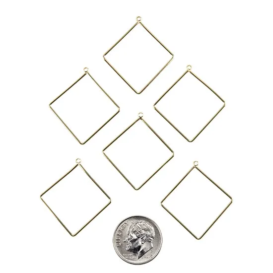 Brass Pendants - Rhombus - 18k Gold Plated - Pkg/6