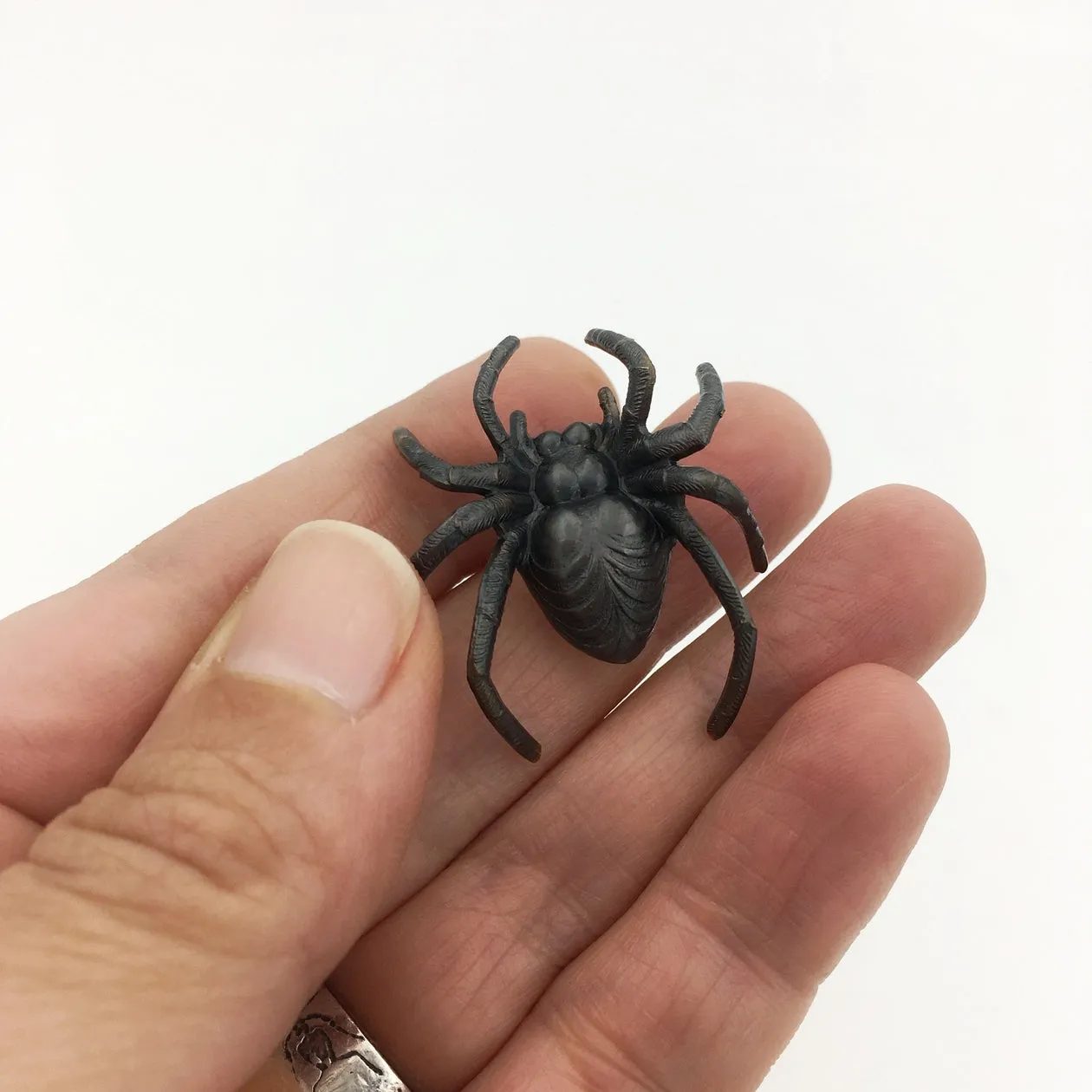 Brass Spider Brooch in Black by Metal Cloth & Wood