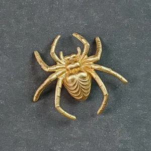 Brass Spider Brooch in Gold by Metal Cloth & Wood