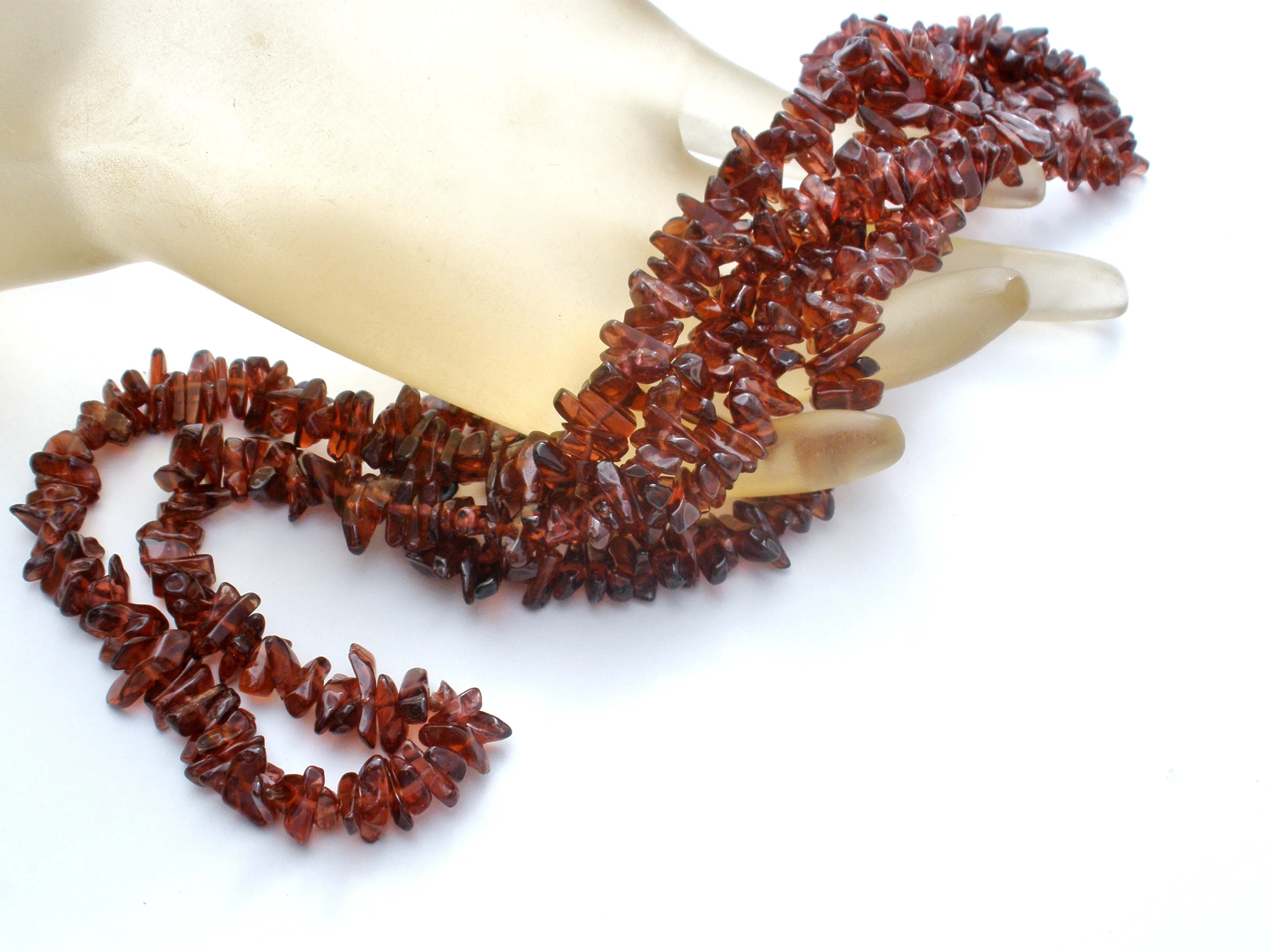 Brown Quartz Bead Necklace 34"