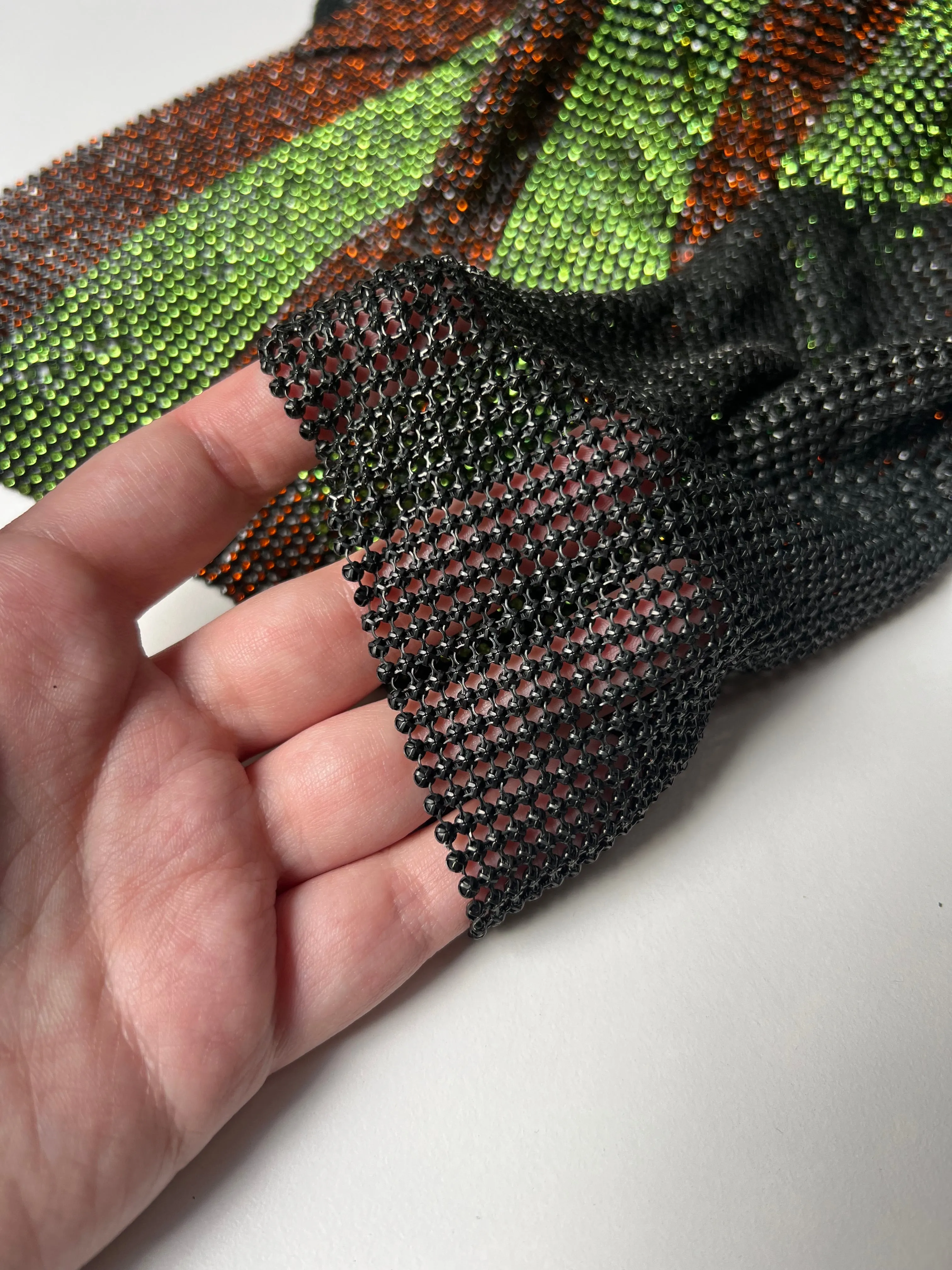 Burnt Orange   Lime Stripe Crystal Chainmail