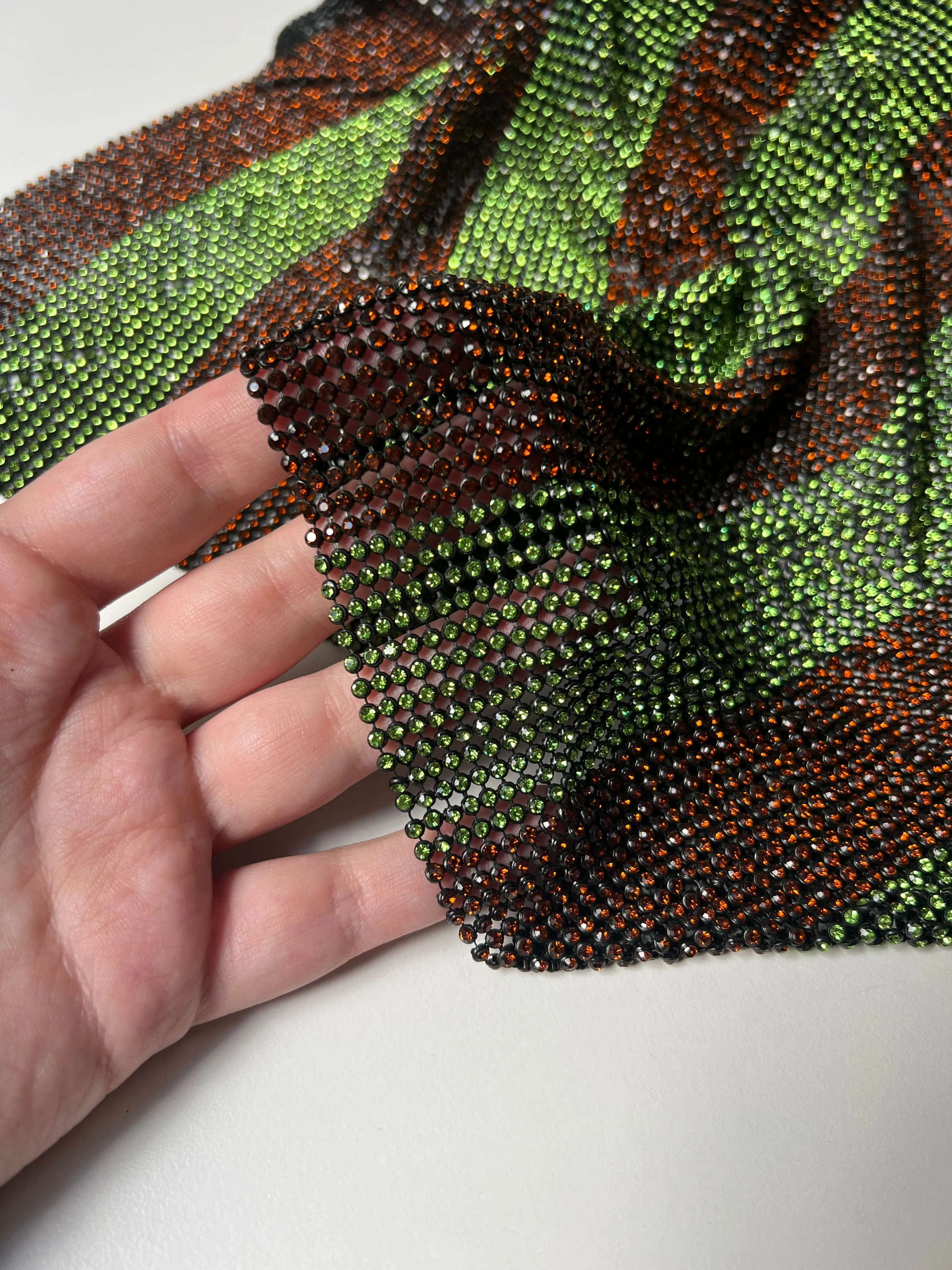 Burnt Orange   Lime Stripe Crystal Chainmail