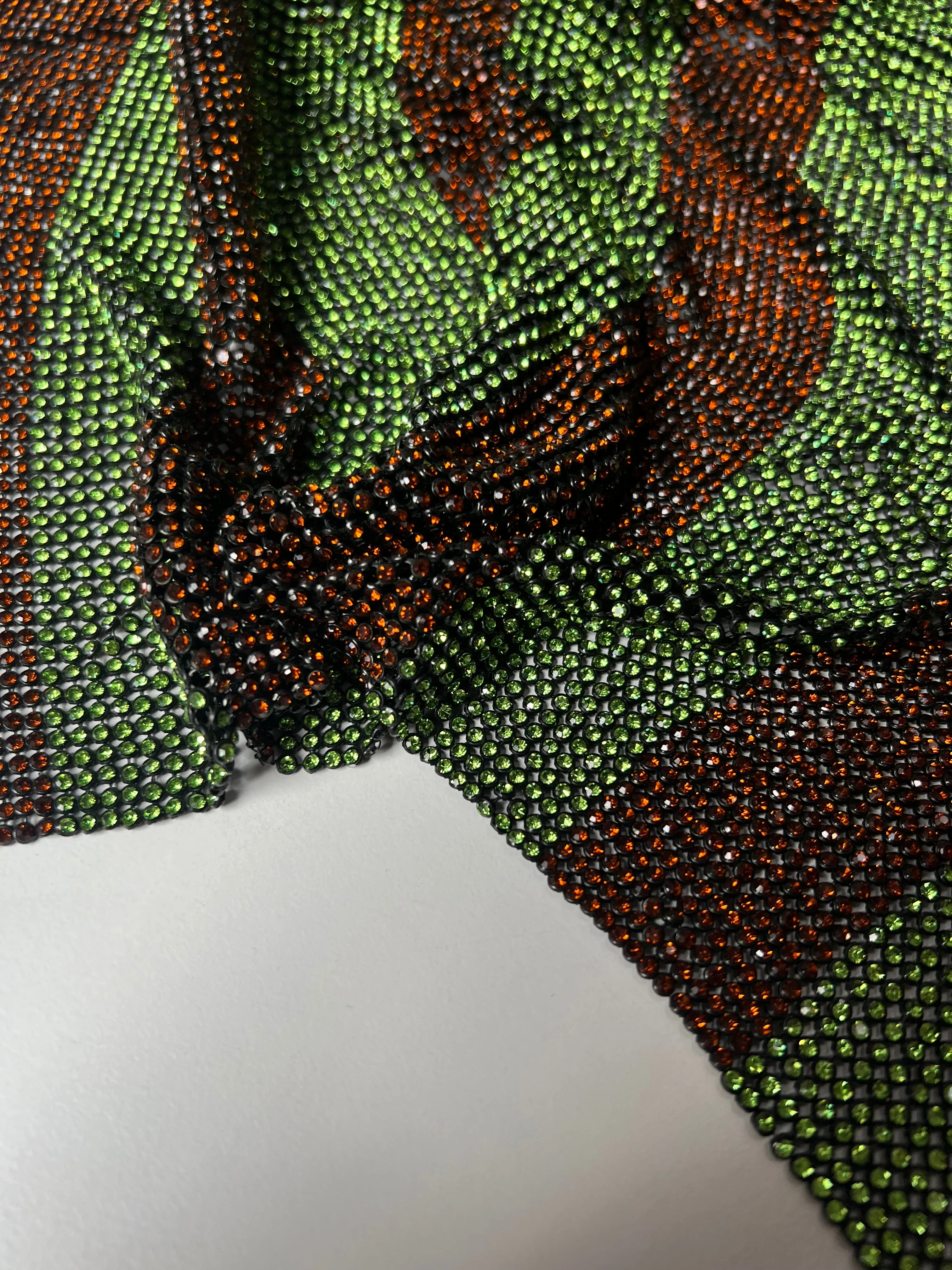 Burnt Orange   Lime Stripe Crystal Chainmail