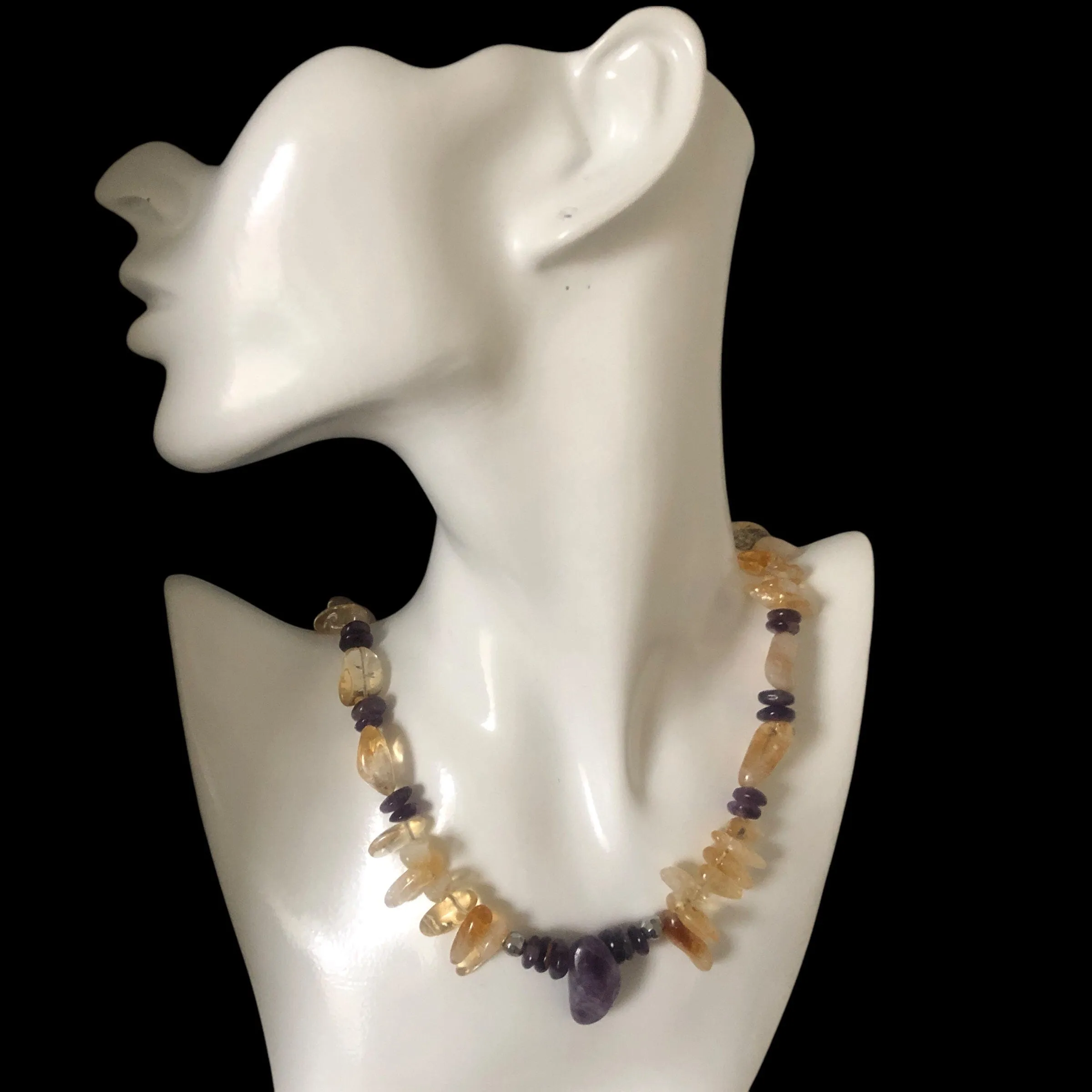 Citrine and Amethyst Beaded Necklace