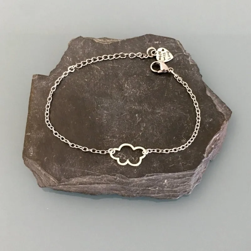 Clover Women's Silver Cloud Curb Bracelet | Women's Bracelet | Cloud Bracelet | Cad idea | Gift Jewelry | Constellation Silver Women's Bracelet