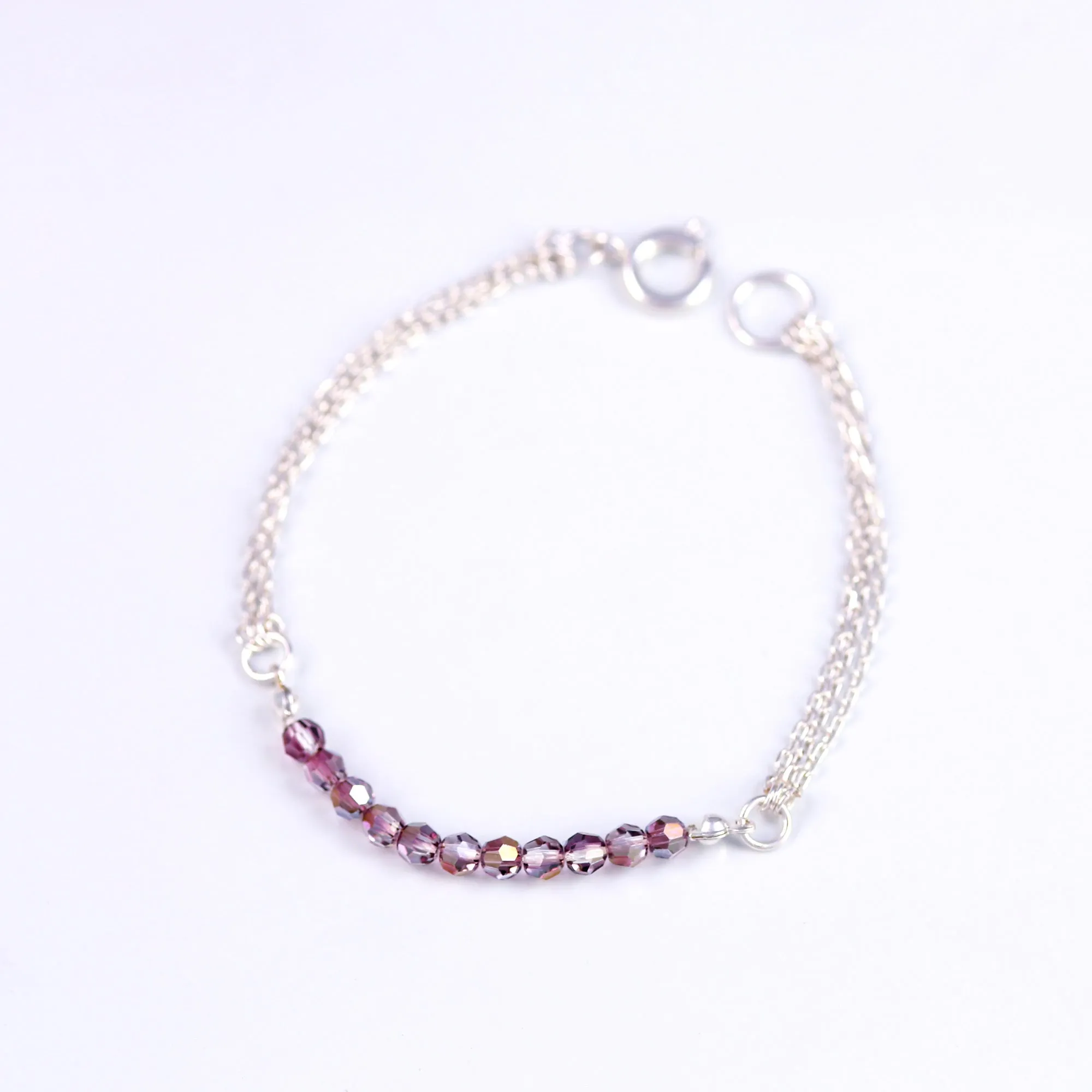 Crystal Bead Bracelet Silver & Crystal Lilac Shadow