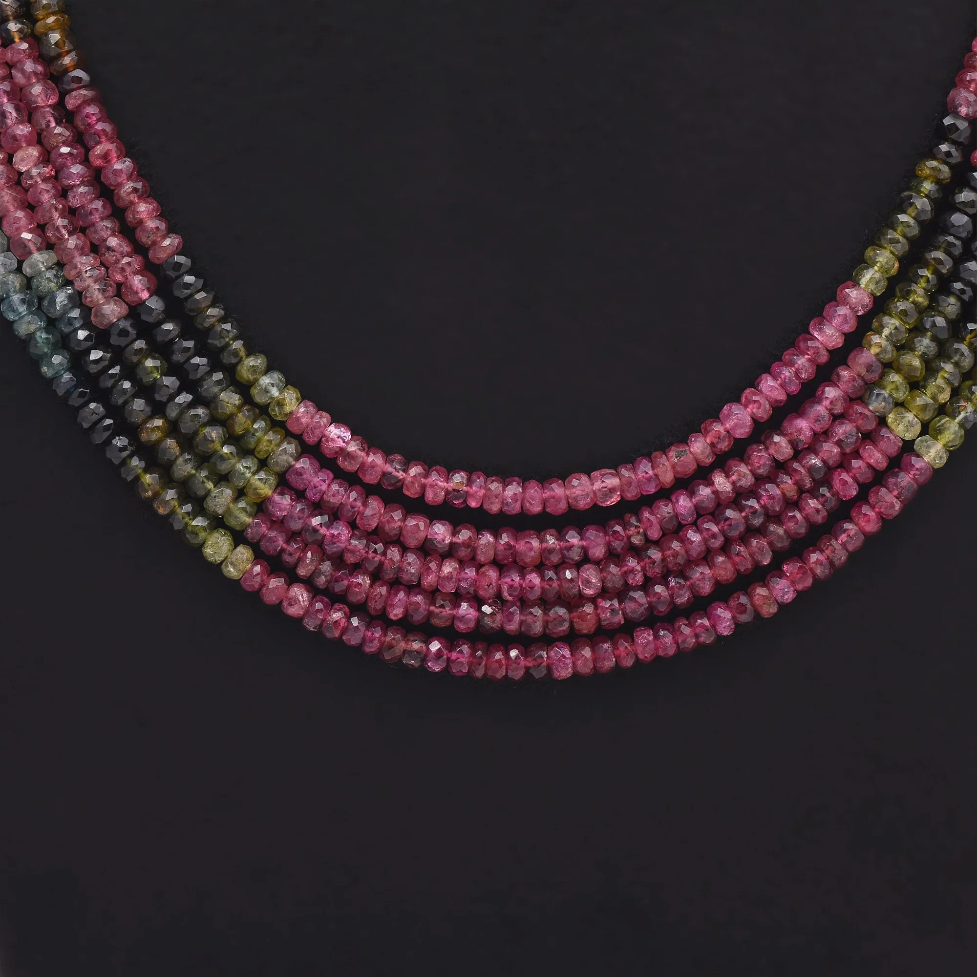 Designer Faceted Multi Tourmaline Layered Beaded Necklace