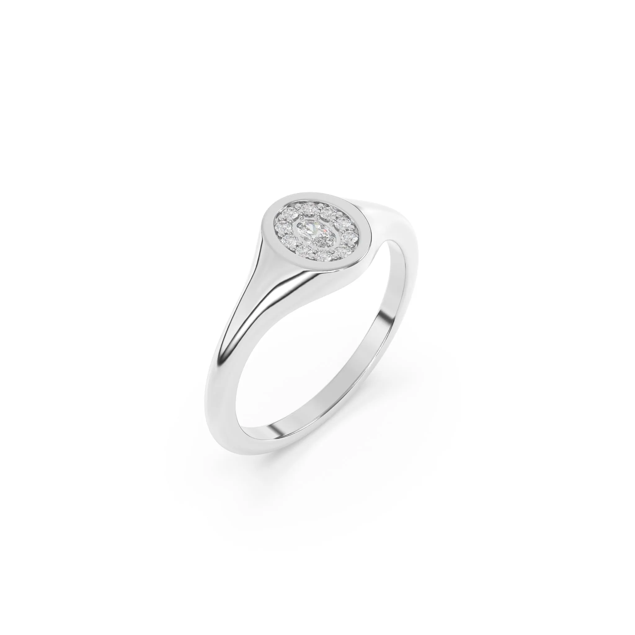 Diamond Oval Signet Ring