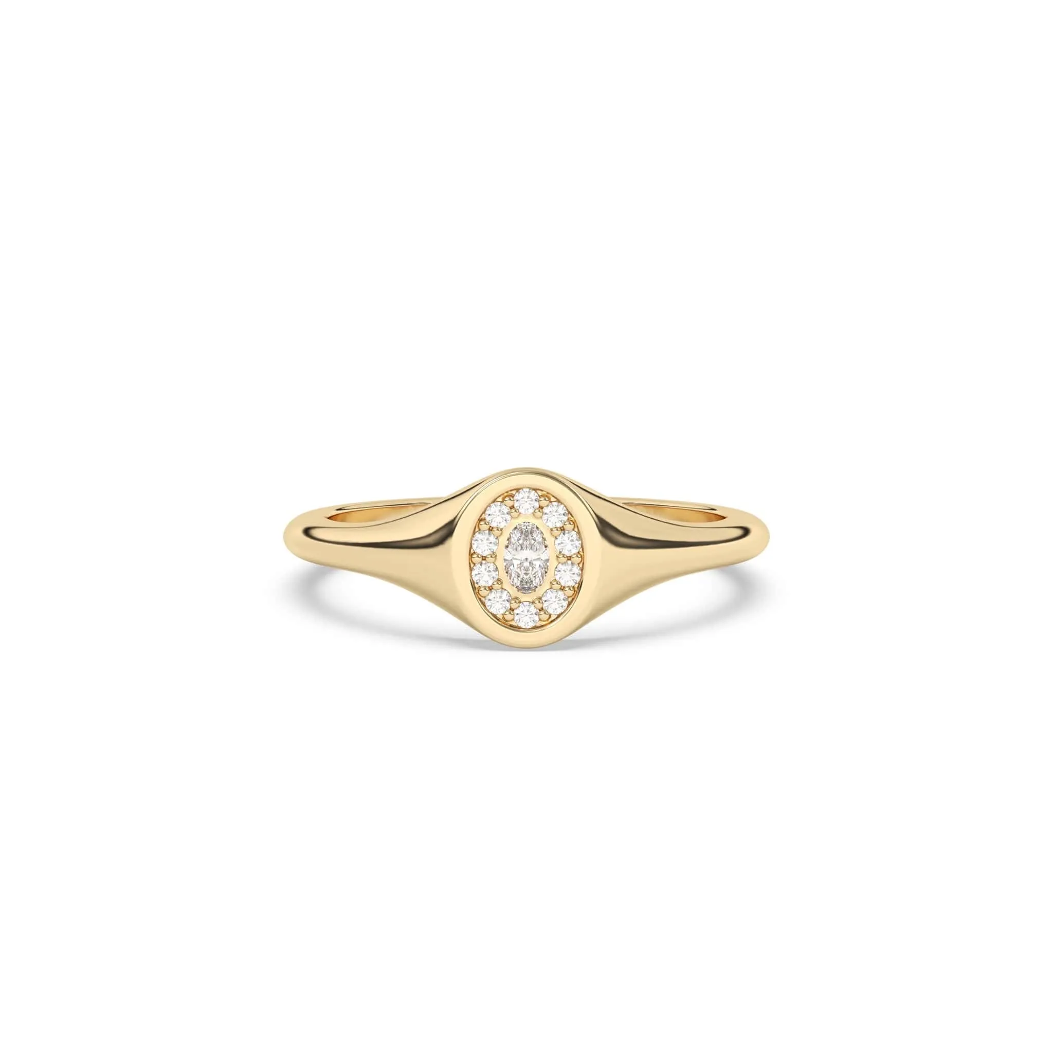 Diamond Oval Signet Ring