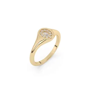 Diamond Oval Signet Ring