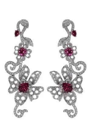 Diamond Sapphire Garnet Drop Earrings