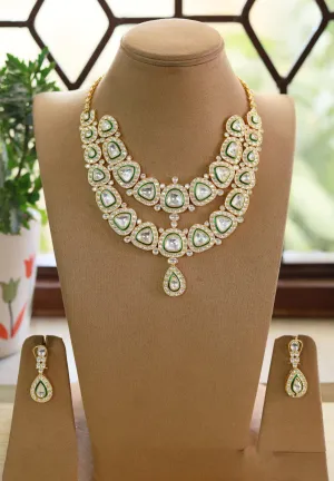 Double Layer Handcrafted Necklace Earrings Set Artistic Beauty and Traditional Excellence Combined