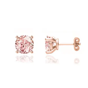 DOVE - Round Champagne Sapphire 18k Rose Gold Stud Earrings