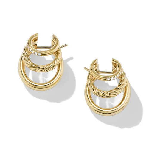 DY Mercer Multi Hoop Earrings in 18K Yellow Gold with Pavé Diamonds