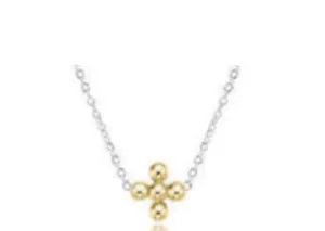 E Newton 16" Mixed Metal Signature Cross Gold 3mm