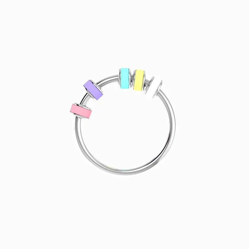 Fine Enamel Bead Anxiety Fidget Rings For Women Girls Anti Stress Release Fun Toys Ring Jewelry About Daughter Fidget Ring Gift