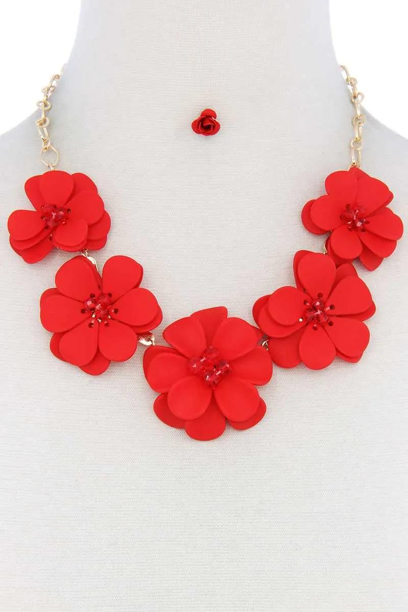 Floral Beaded Bib Necklace