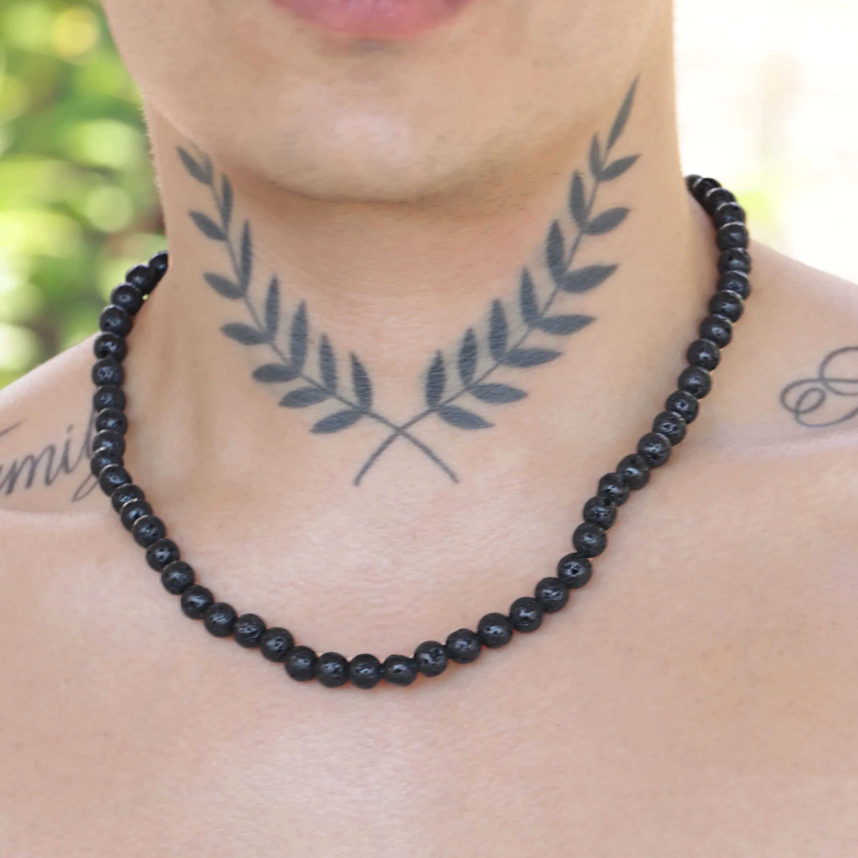 Galo Beaded Lava Rock Choker