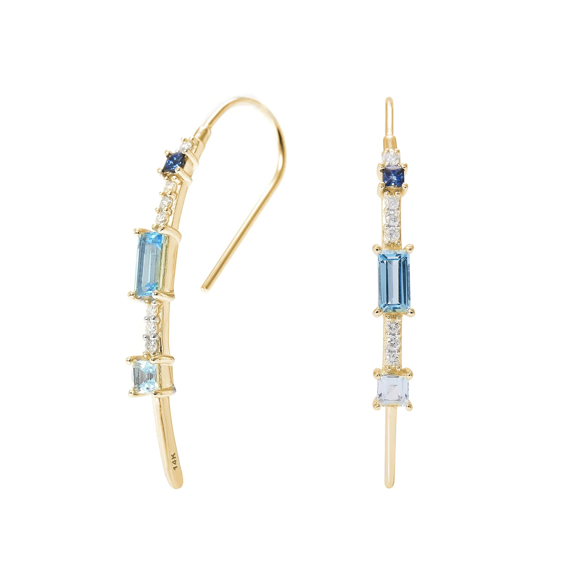 Gemstone & Diamond 14K Wire Dangle Earrings