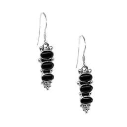 Genuine Black Onyx Earrings, 925 Sterling Silver, Native American USA Handmade, Sterling Silver, Nickel Free, French Hook