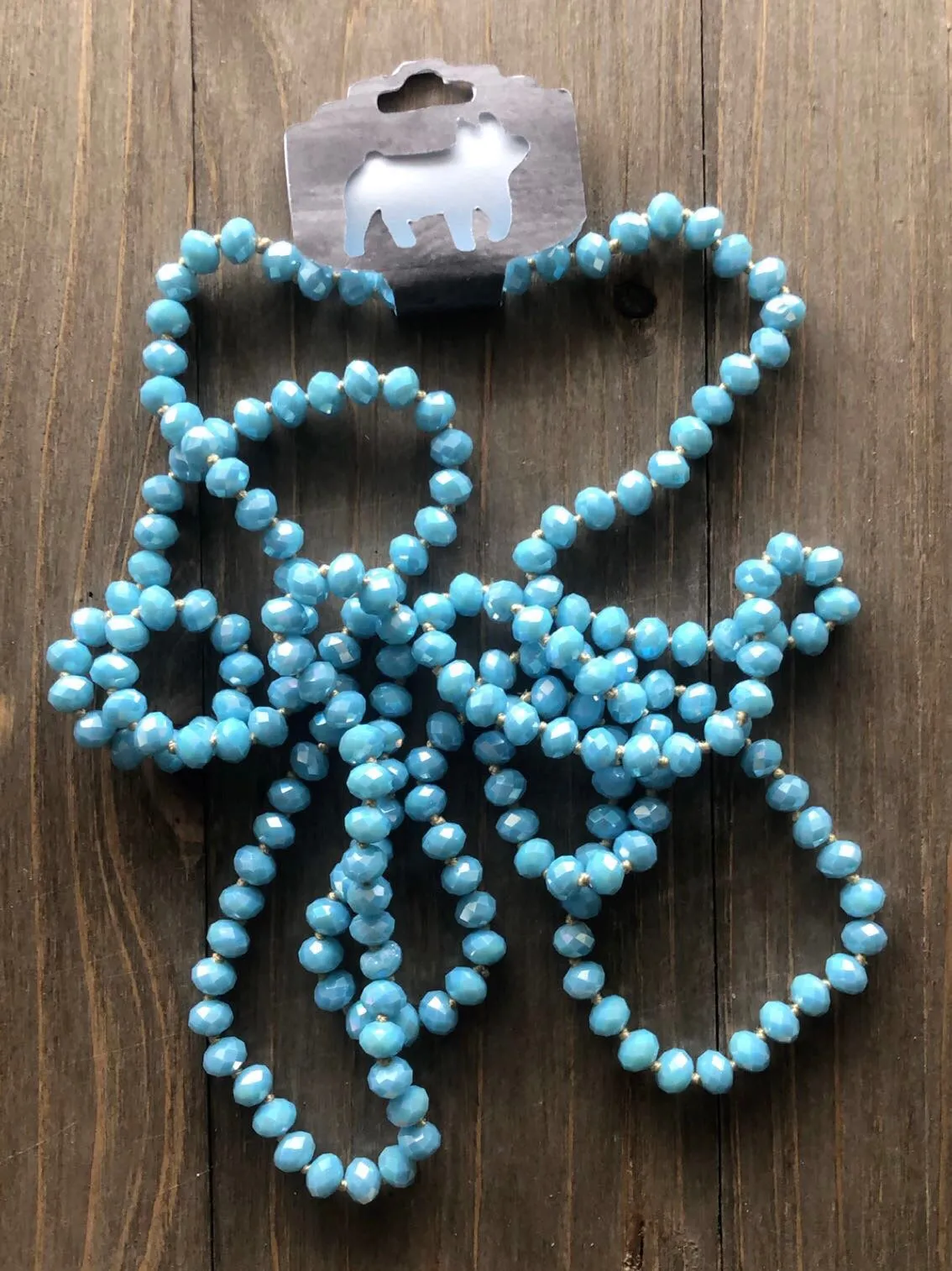 Glossy Blue Beaded Necklace