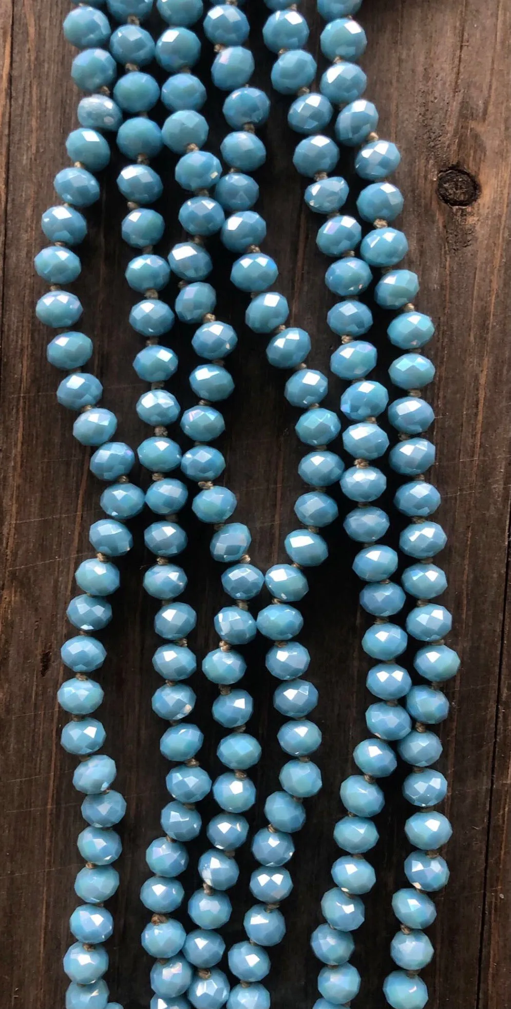 Glossy Blue Beaded Necklace