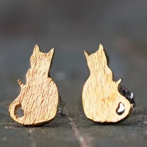 Gold Cat Earrings