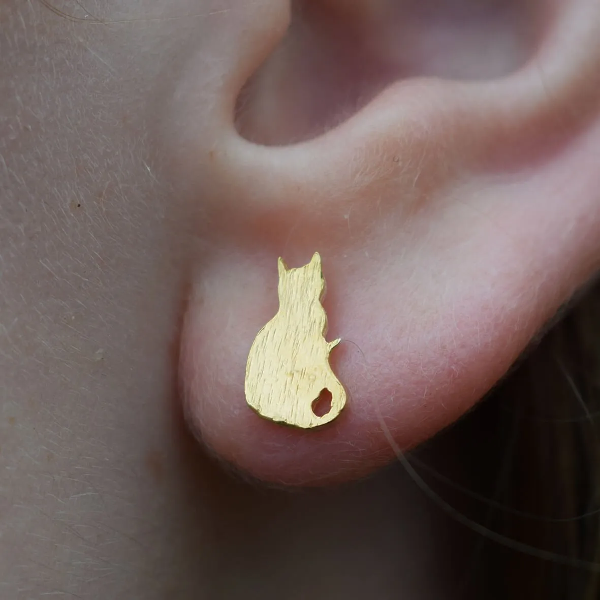 Gold Cat Earrings