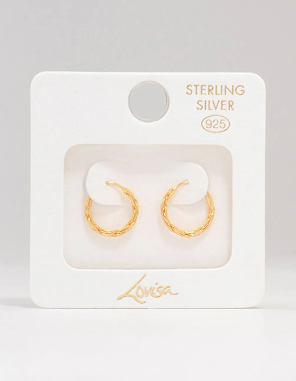 Gold Plated Sterling Silver Twisted Hoop Earrings