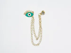 Golden & Blue Evil Eye Brooch