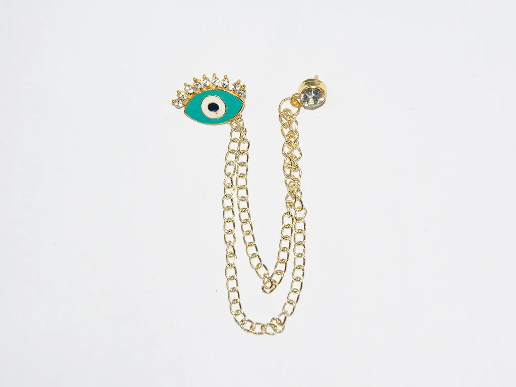 Golden & Blue Evil Eye Brooch