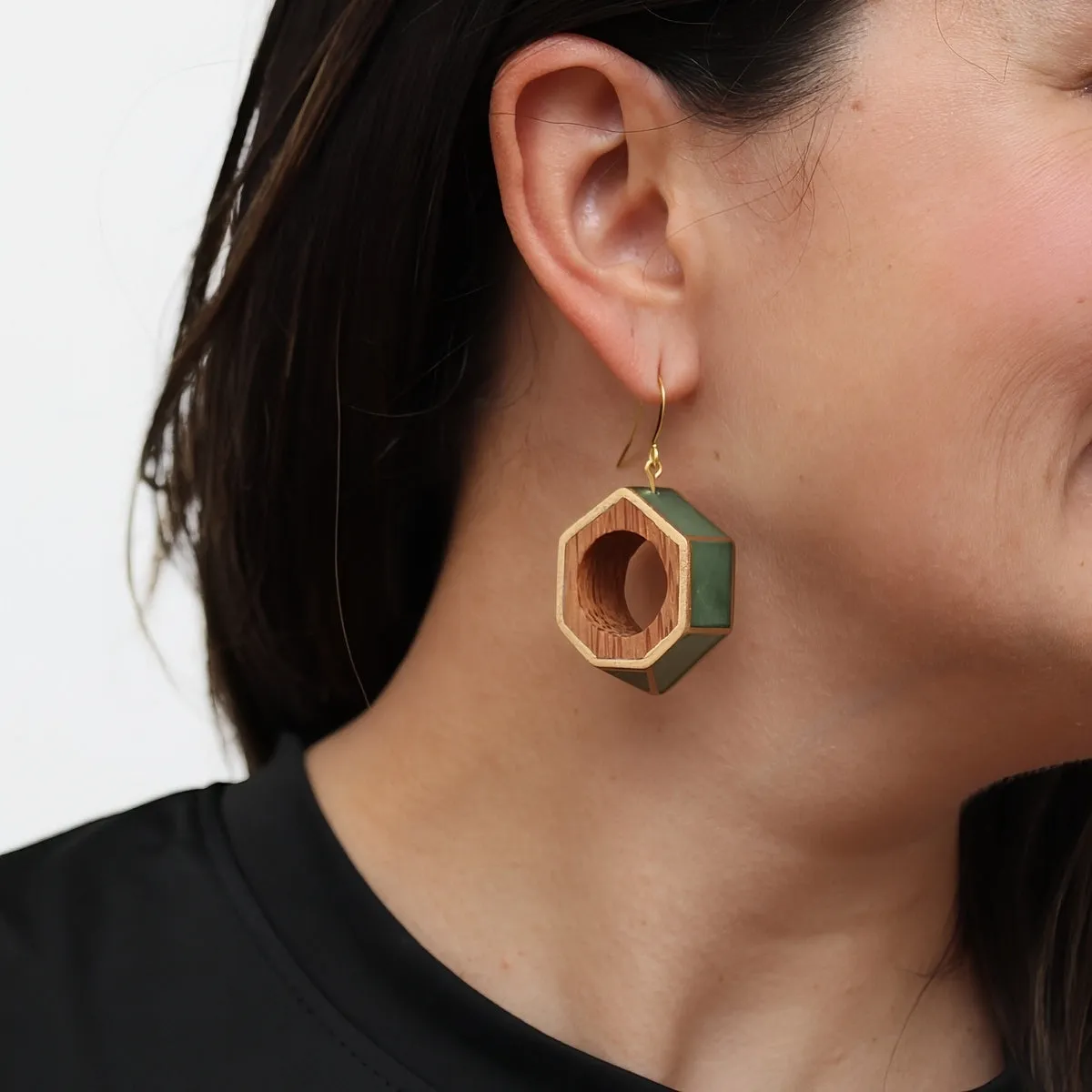 Green Geometric Geoblend Dangle Earring