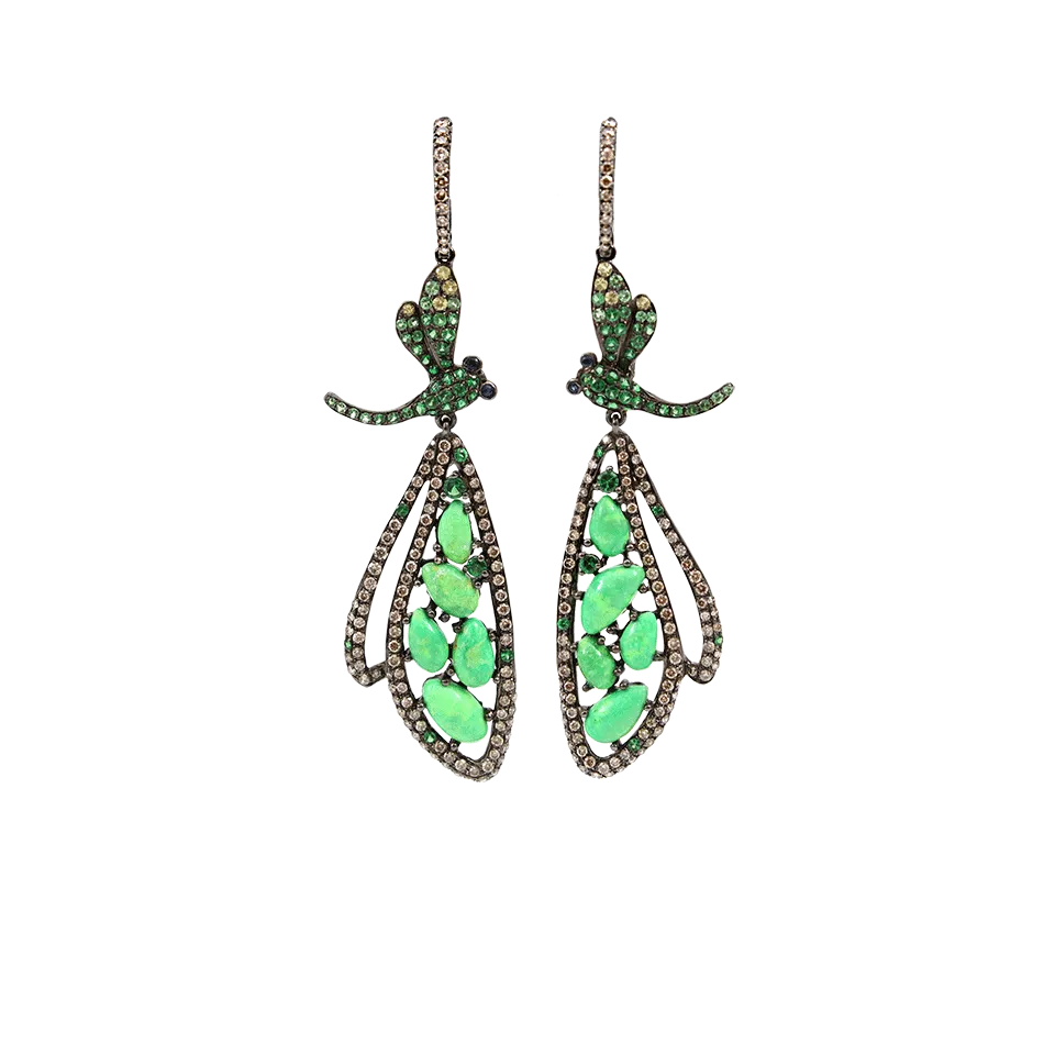 Green Turquoise Dragonfly Drop Earrings