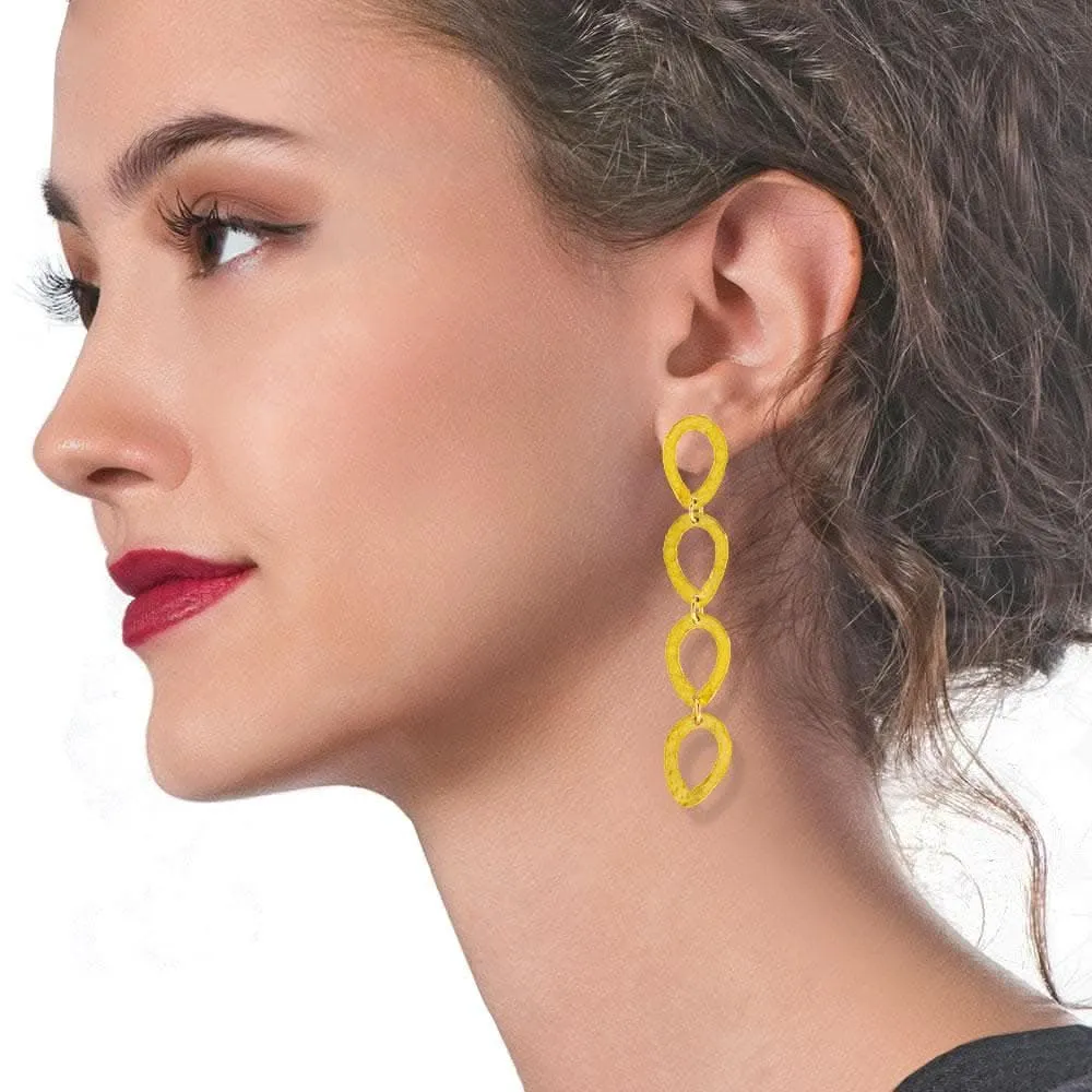 Handmade Gold Plated Silver Long Dangle Earrings Drops