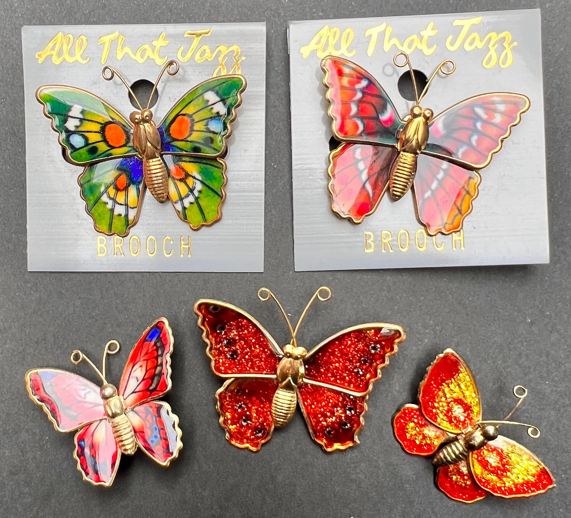 Happy 1970s Enamel Buterfly brooches