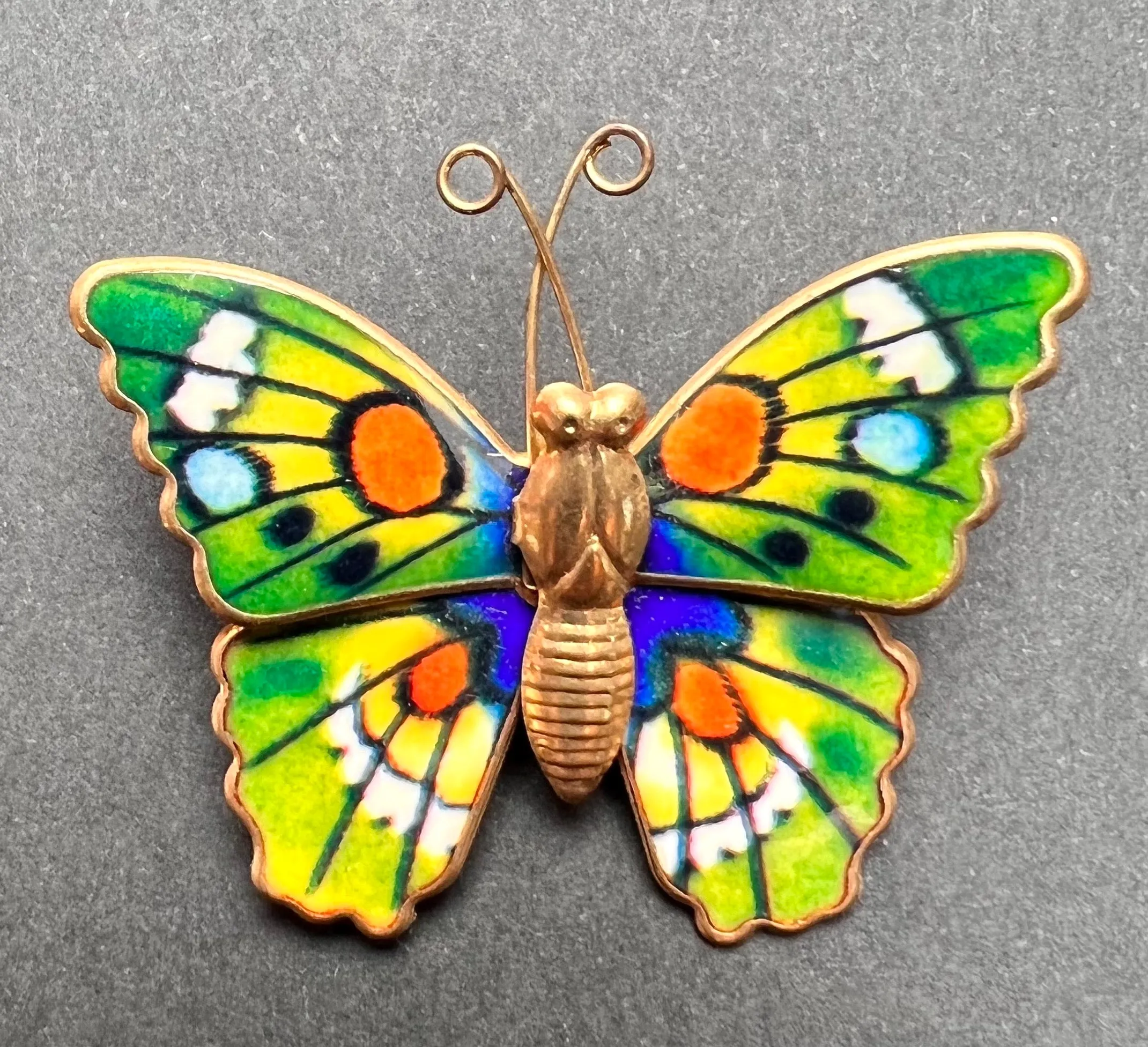 Happy 1970s Enamel Buterfly brooches