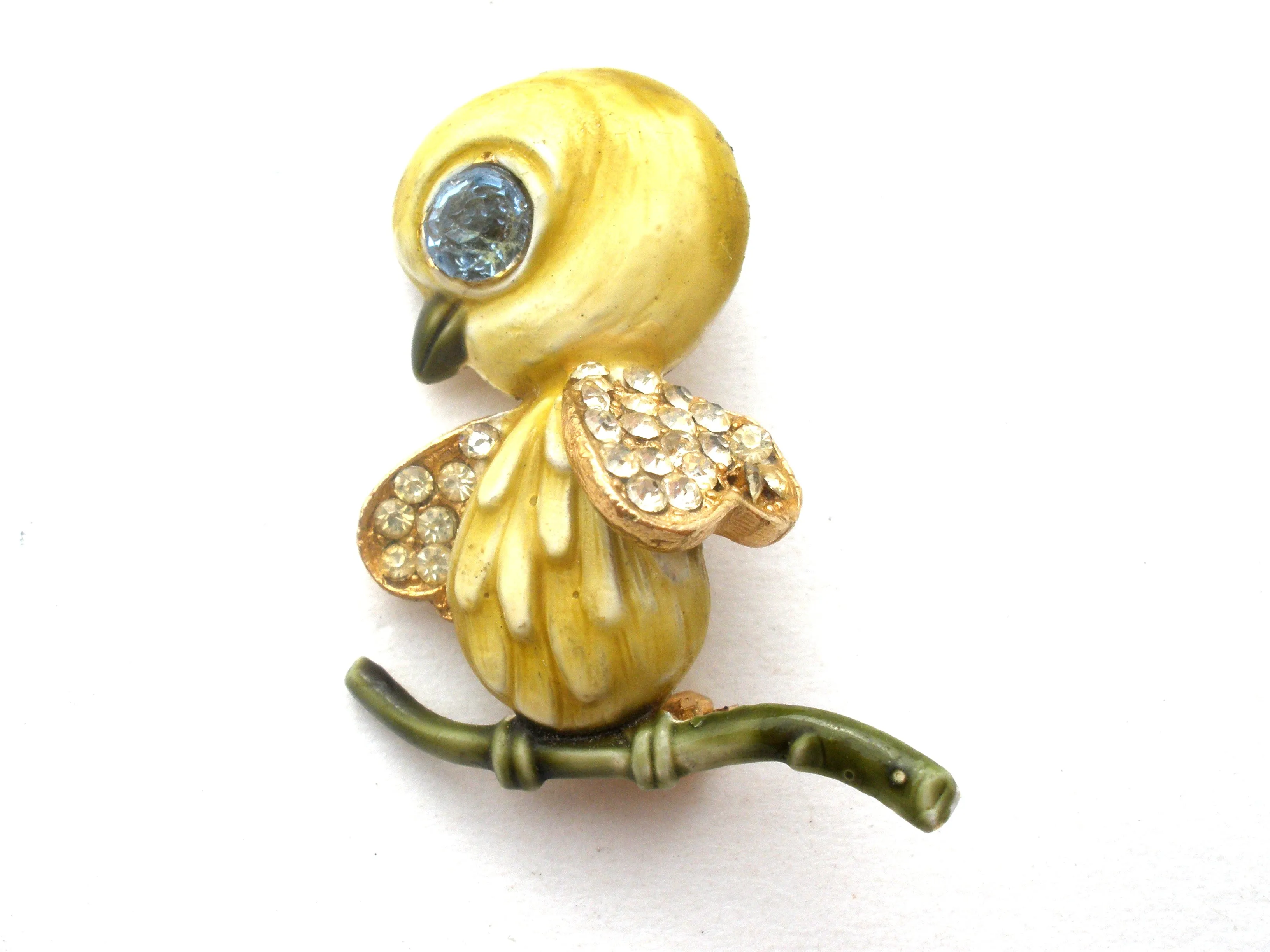 Har Bird Brooch Pin Enamel & Rhinestones Vintage