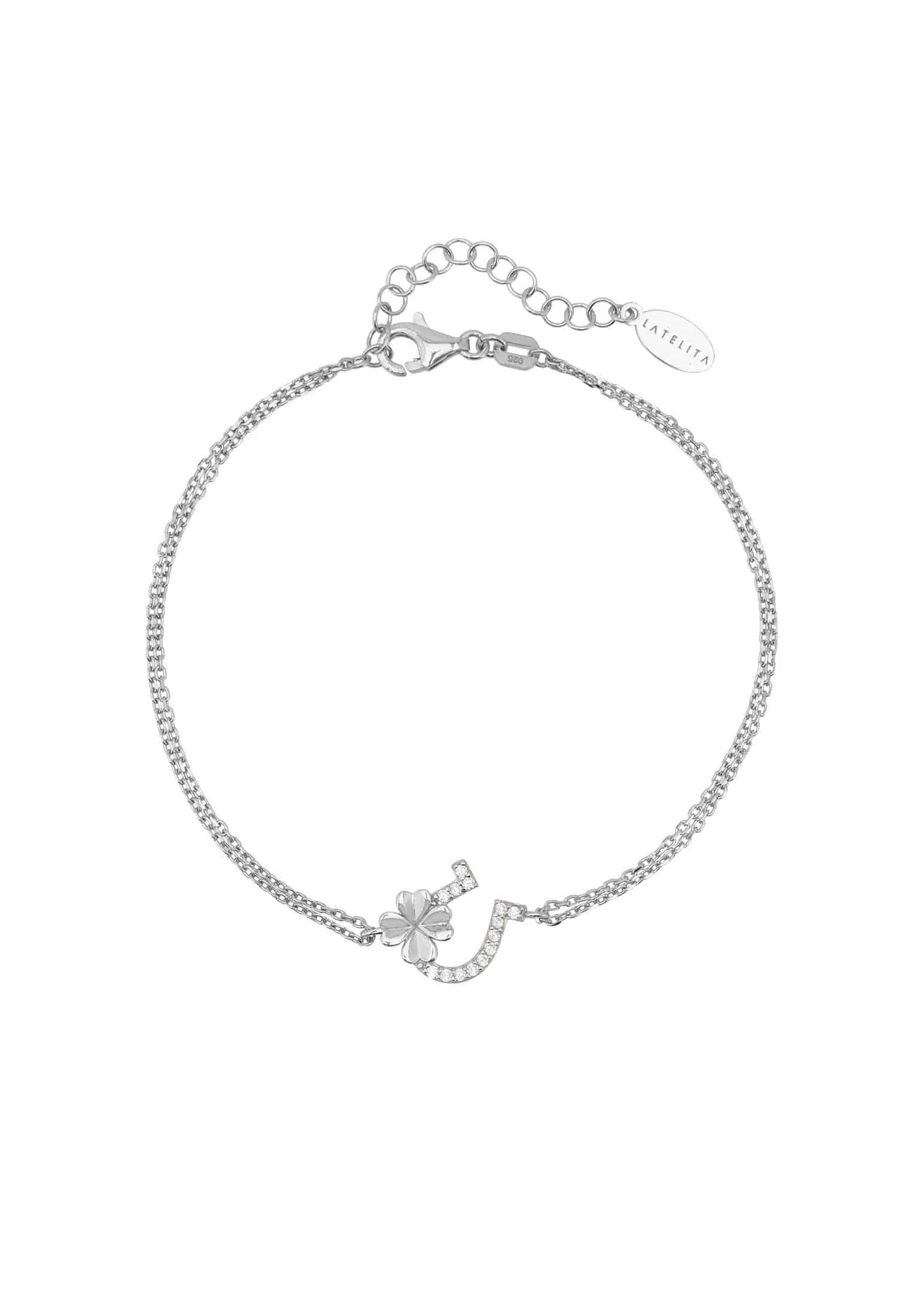 Horseshoe and Shamrock Bracelet Silver