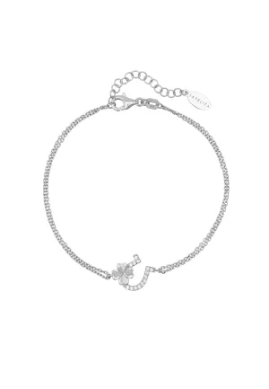 Horseshoe and Shamrock Bracelet Silver