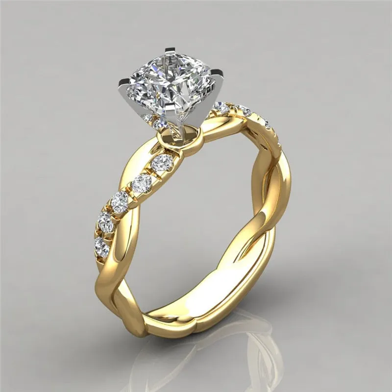 Hot Classic Wedding Rings for Women Fashion Two Tone X Shape Cross Dazzling CZ Ring Female Engagement Jewelry