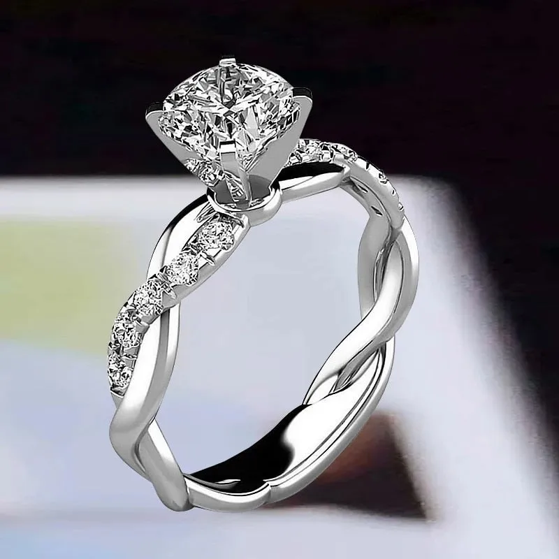 Hot Classic Wedding Rings for Women Fashion Two Tone X Shape Cross Dazzling CZ Ring Female Engagement Jewelry